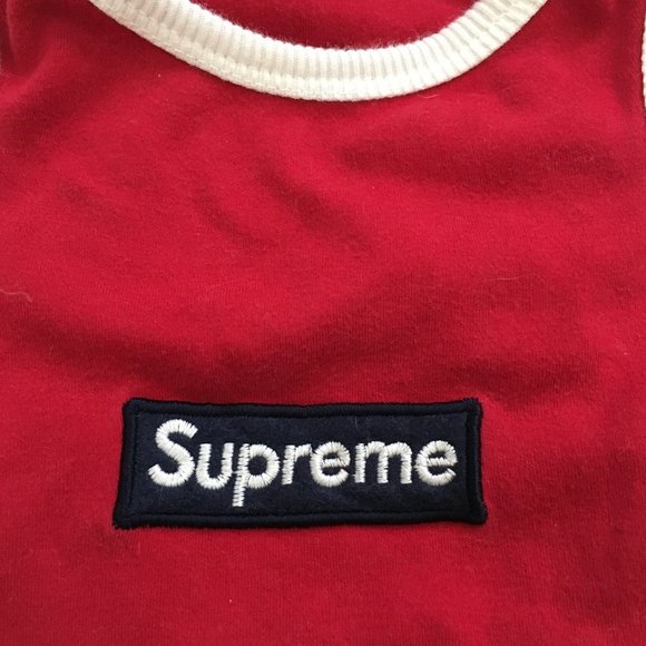 Dog Clothes Red Tank Box Embroidered Stretch Size Large - Picture 2 of 6